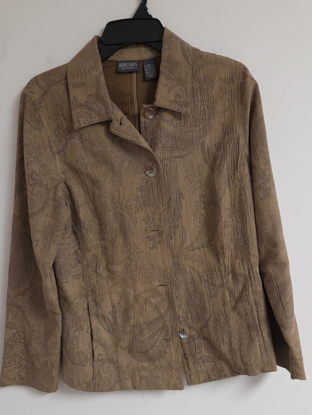 Christopher & Banks Tan Paisley-Print Blazer Jacket